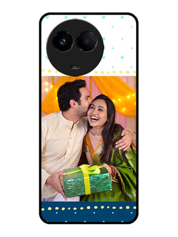 Custom Realme C67 5G Custom Metal Phone Case - White And Blue Abstract Design