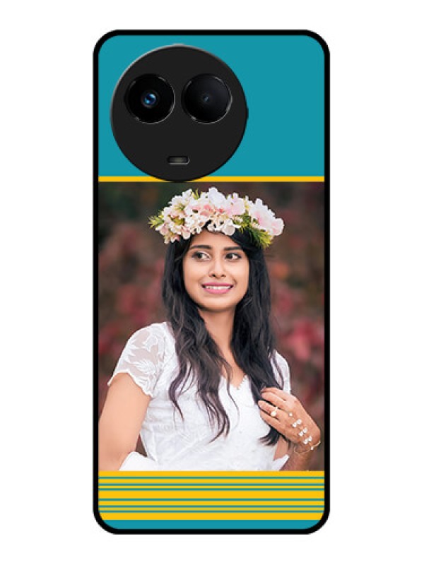 Custom Realme C67 5G Custom Metal Phone Case - Yellow and Blue Design