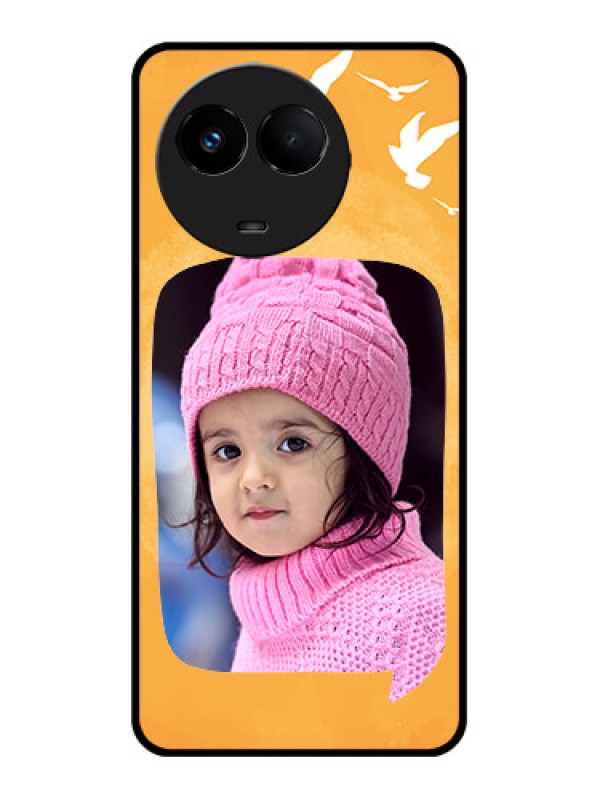 Custom Realme C67 5G Custom Metal Phone Case - Water Color Design With Bird Icons