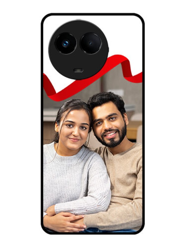 Custom Realme C67 5G Custom Metal Phone Case - Red Ribbon Frame Design