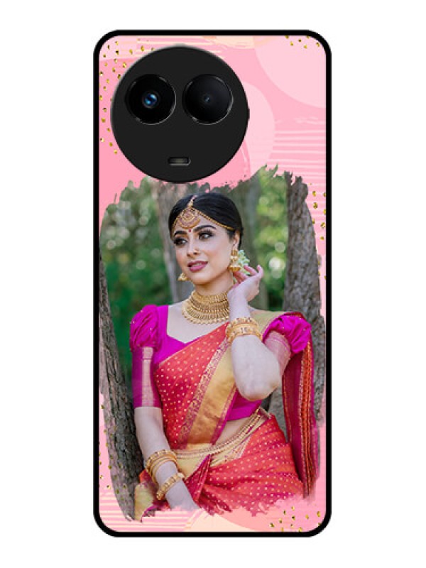 Custom Realme C67 5G Custom Metal Phone Case - Gold Glitter Splash Design