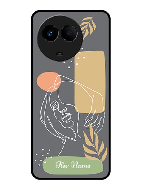Custom Realme C67 5G Custom Metal Phone Case - Gazing Woman Line Art Design