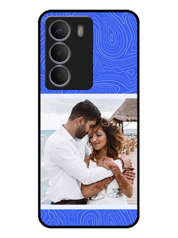 Custom Realme C71 5G Custom Metal Phone Case - Curved Line Art With Blue And White Design