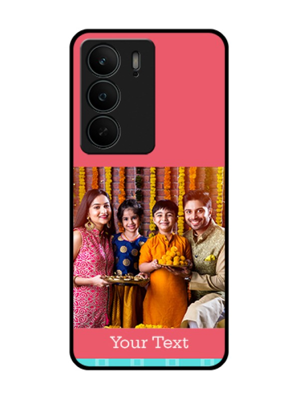 Custom Realme C75 5G Custom Metal Phone Case - Peach & Blue Color Design