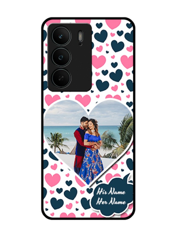 Custom Realme C75 5G Custom Metal Phone Case - Pink & Blue Heart Design