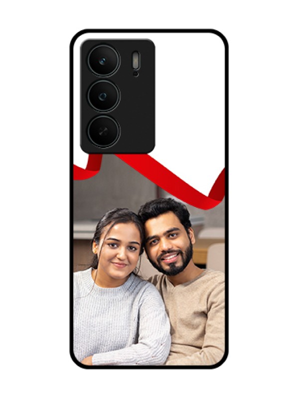 Custom Realme C75 5G Custom Metal Phone Case - Red Ribbon Frame Design