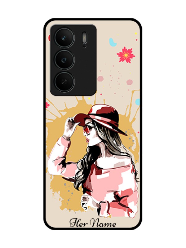 Custom Realme C75 5G Custom Metal Phone Case - Women With Pink Hat Design