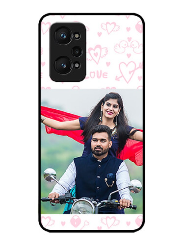 Custom Realme GT 2 Custom Metal Phone Case - Pink Flying Heart Design