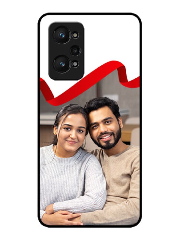 Custom Realme GT 2 Custom Metal Phone Case - Red Ribbon Frame Design