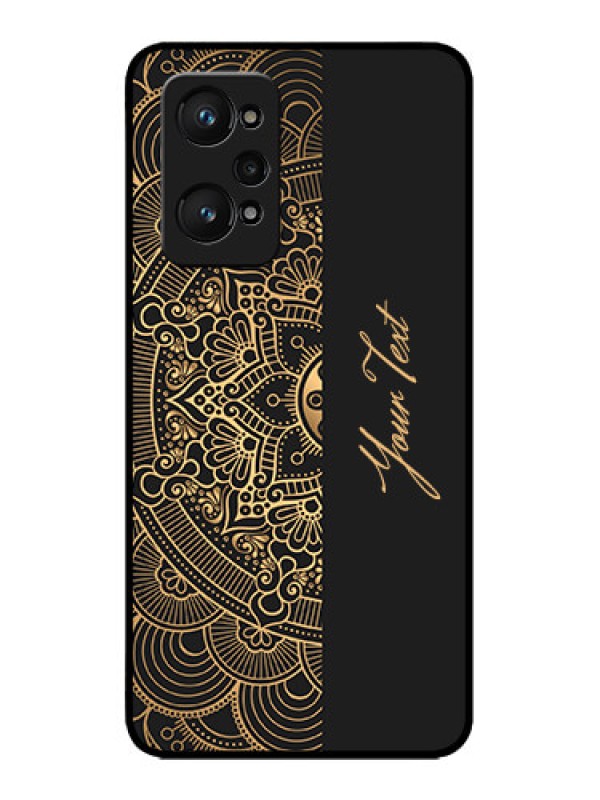 Custom Realme GT 2 Custom Metal Phone Case - Mandala Art With Custom Text Design
