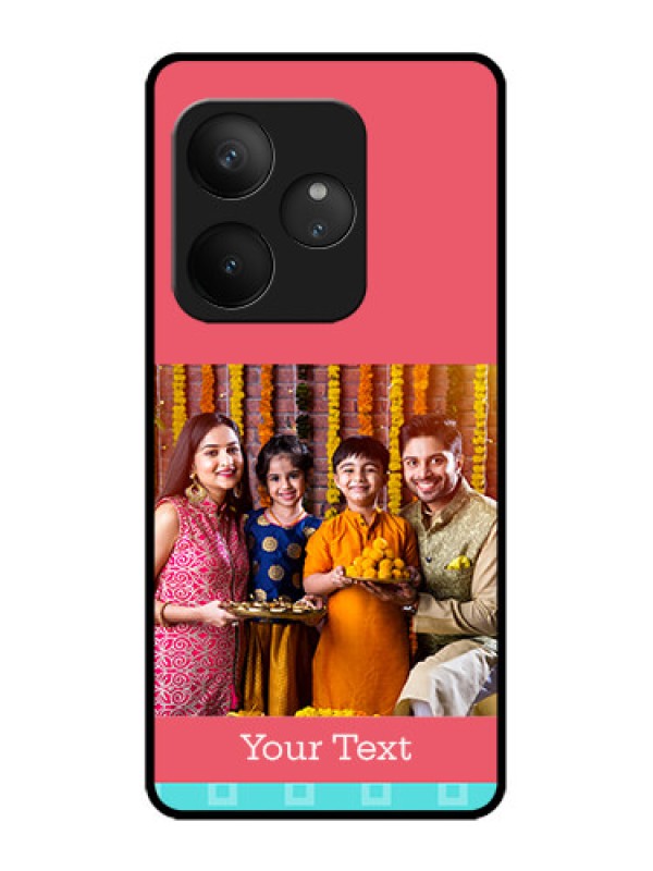 Custom Realme GT 6 Custom Metal Phone Case - Peach and Blue Color Design