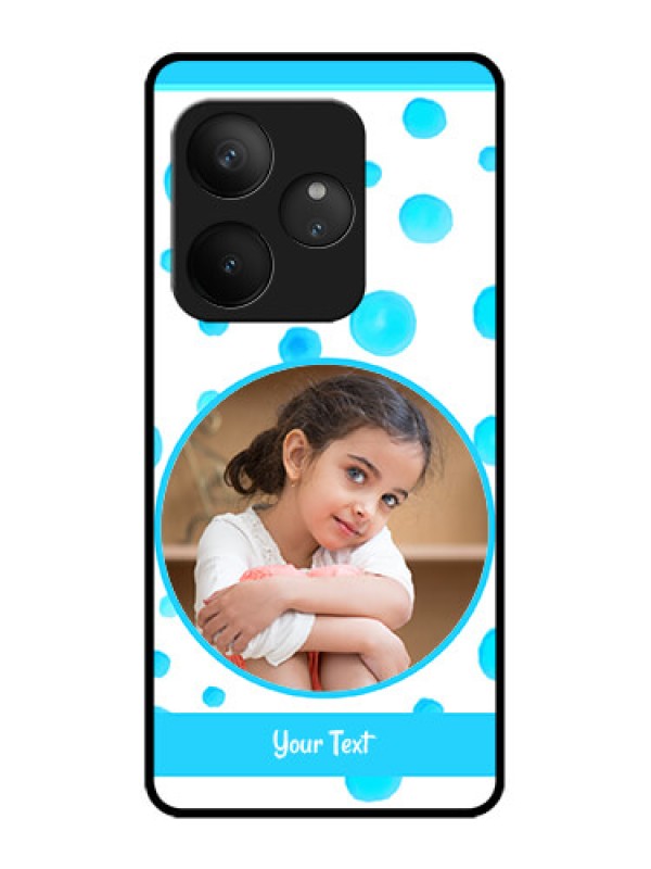 Custom Realme GT 6 Custom Metal Phone Case - Blue Bubbles Pattern Design
