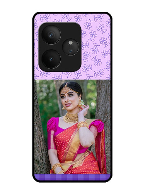 Custom Realme GT 6 Custom Metal Phone Case - Purple Floral Design