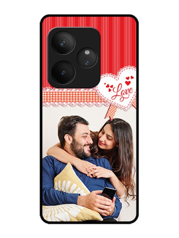 Custom Realme GT 6 Custom Metal Phone Case - Red Love Pattern Design