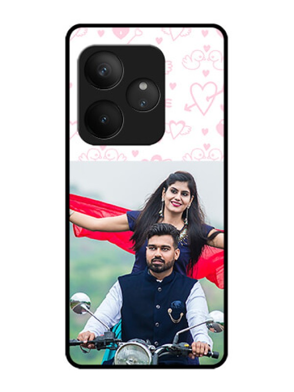 Custom Realme GT 6 Custom Metal Phone Case - Pink Flying Heart Design