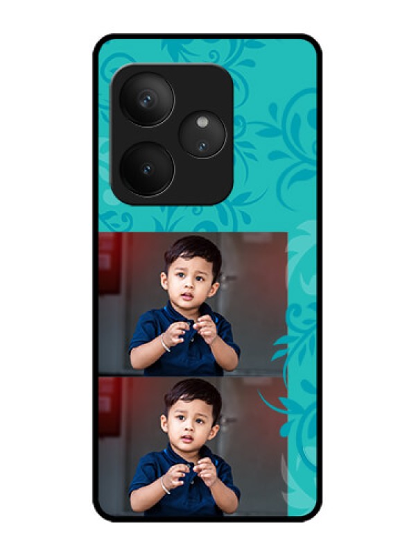 Custom Realme GT 6 Custom Metal Phone Case - With Photo And Green Floral Design