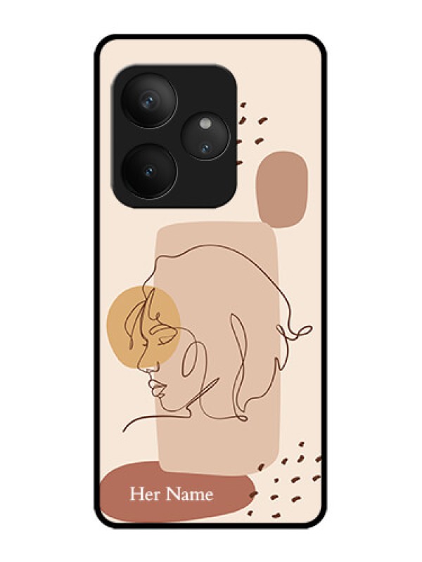 Custom Realme GT 6 Custom Metal Phone Case - Calm Woman Line Art Design