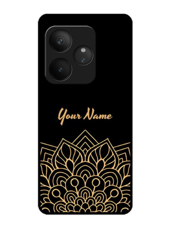 Custom Realme GT 6 Custom Metal Phone Case - Golden Mandala Design