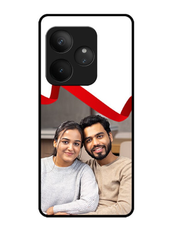 Custom Realme GT 6T 5G Custom Metal Phone Case - Red Ribbon Frame Design