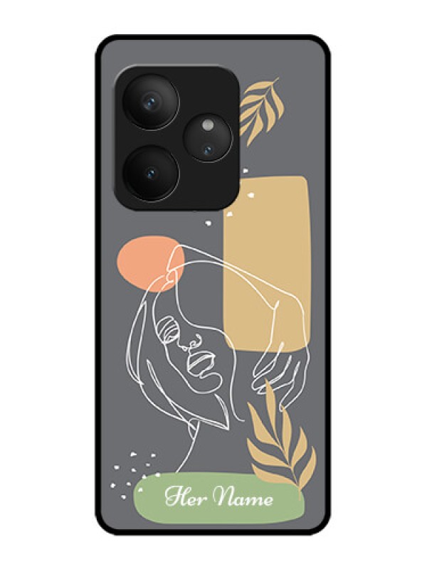 Custom Realme GT 6T 5G Custom Metal Phone Case - Gazing Woman Line Art Design