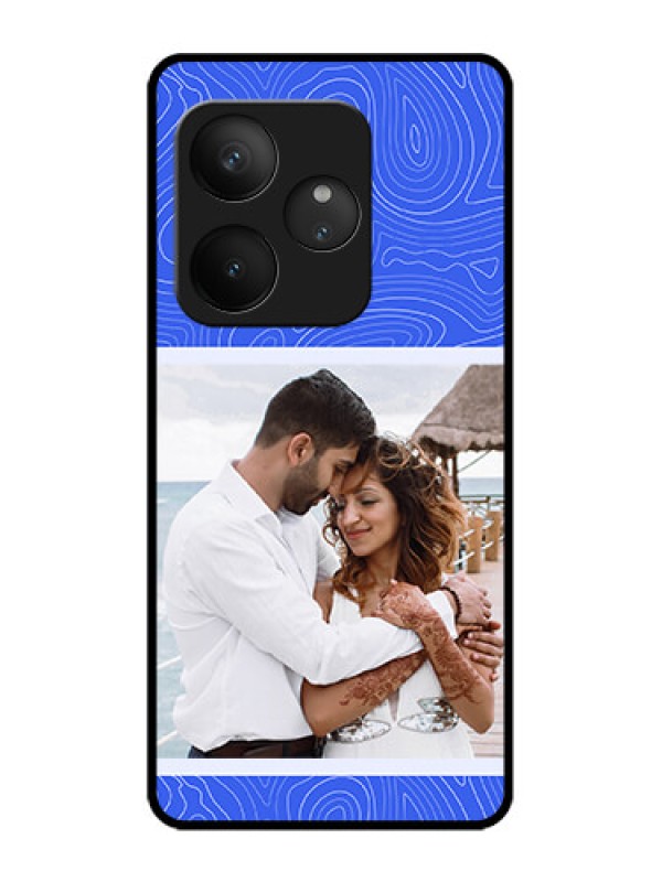 Custom Realme GT 6T 5G Custom Metal Phone Case - Curved Line Art With Blue And White Design