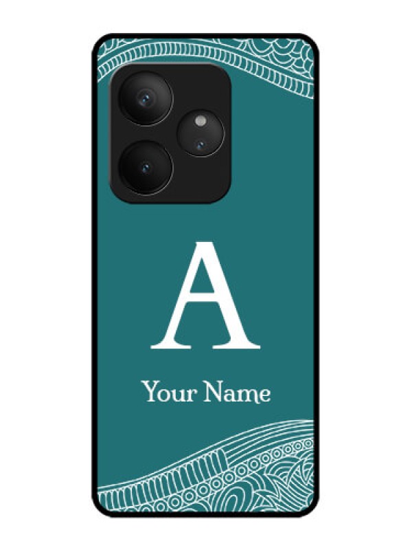 Custom Realme GT 6T 5G Custom Metal Phone Case - Line Art Pattern With Custom Name Design