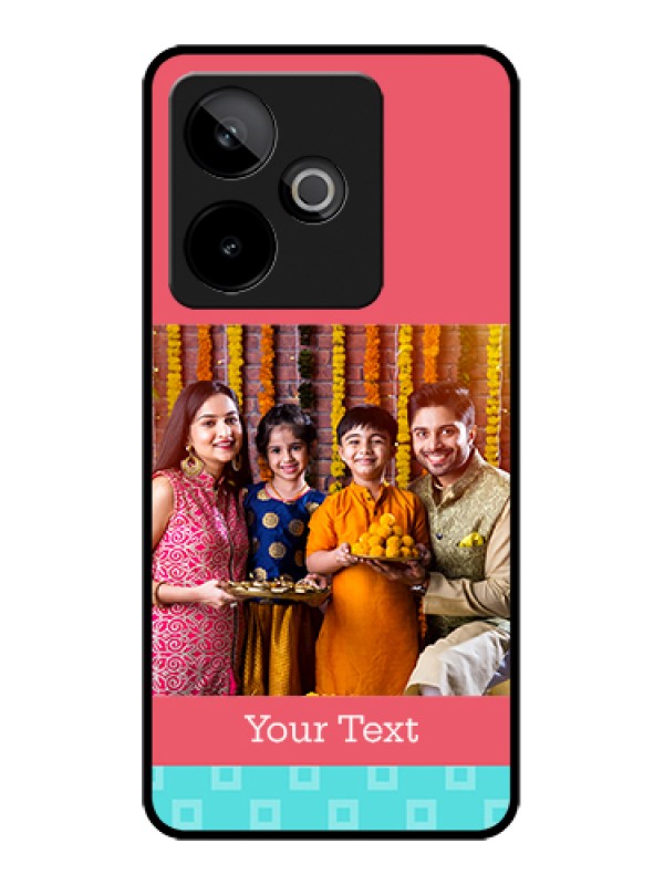 Custom Realme GT 7 5G Custom Metal Phone Case - Peach & Blue Color Design