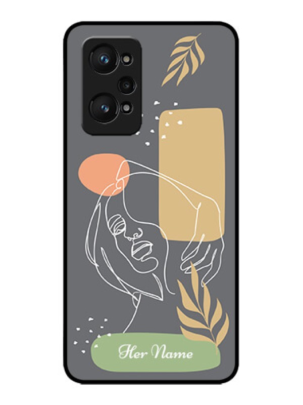 Custom Realme GT Neo 3T Custom Metal Phone Case - Gazing Woman Line Art Design