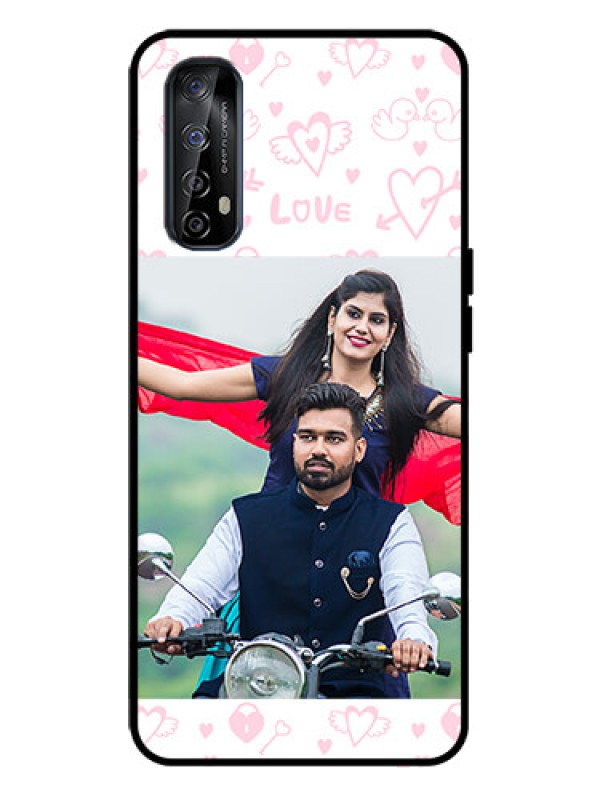 Custom Realme Narzo 20 Pro Custom Metal Phone Case - Pink Flying Heart Design