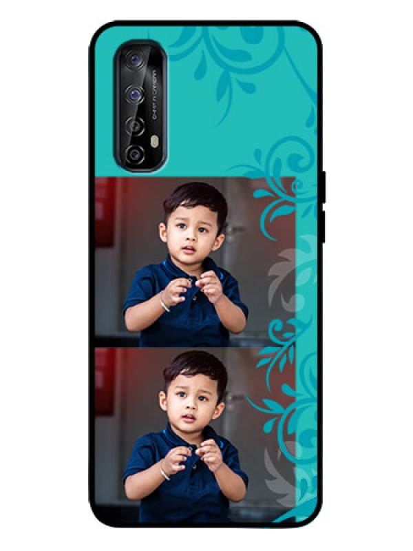 Custom Realme Narzo 20 Pro Custom Metal Phone Case - With Photo And Green Floral Design