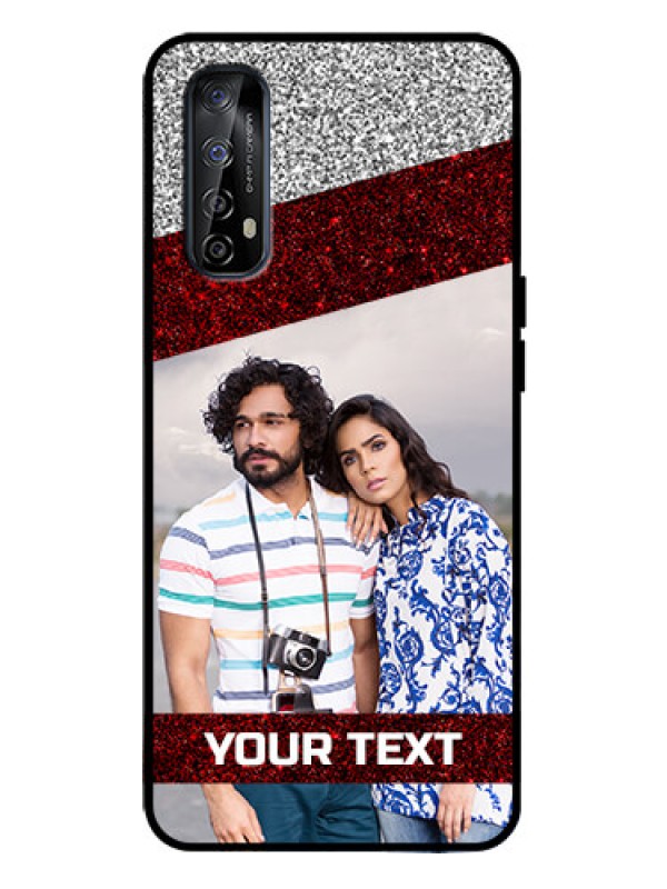 Custom Realme Narzo 20 Pro Custom Metal Phone Case - Image Holder With Glitter Strip Design