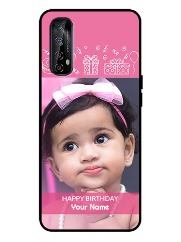 Custom Realme Narzo 20 Pro Custom Metal Phone Case - With Birthday Line Art Design