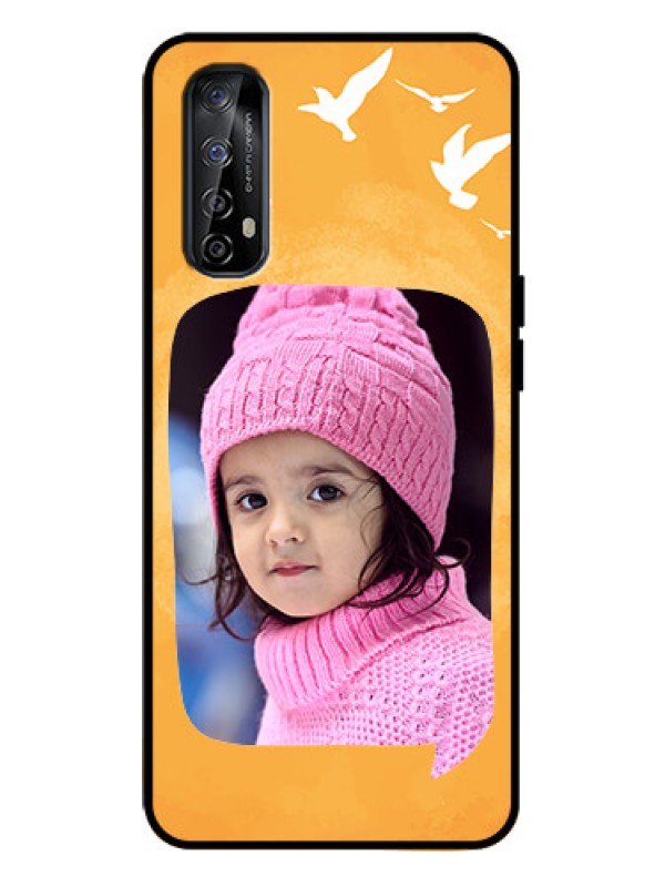 Custom Realme Narzo 20 Pro Custom Metal Phone Case - Water Color Design With Bird Icons