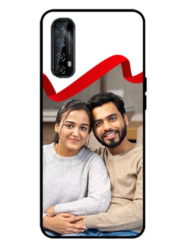 Custom Realme Narzo 20 Pro Custom Metal Phone Case - Red Ribbon Frame Design