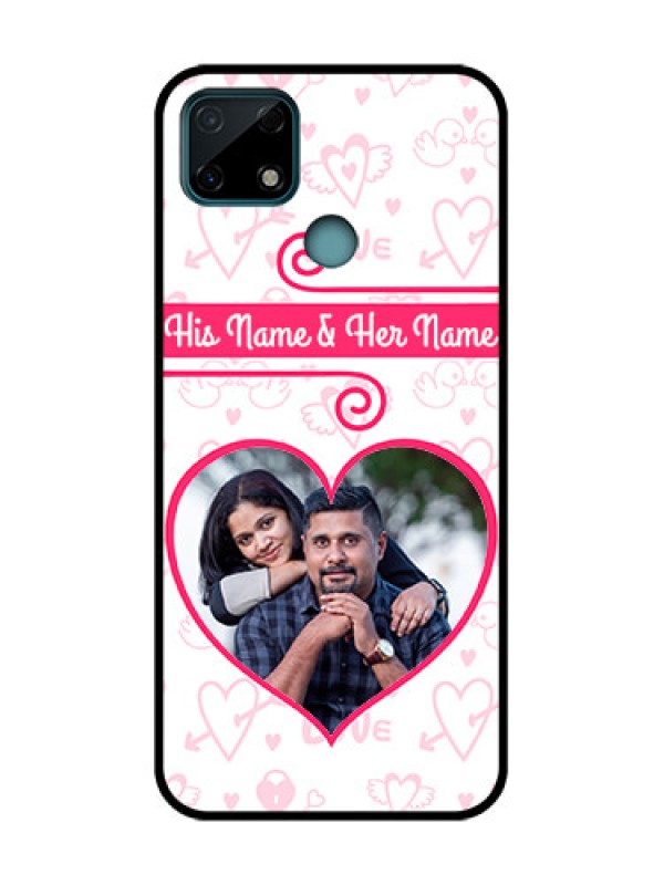 Custom Realme Narzo 20 Custom Metal Phone Case - Heart Shape Love Design