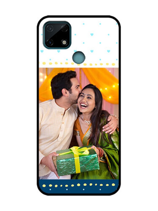 Custom Realme Narzo 20 Custom Metal Phone Case - White And Blue Abstract Design