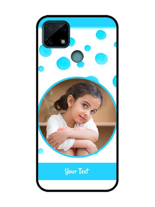 Custom Realme Narzo 20 Custom Metal Phone Case - Blue Bubbles Pattern Design