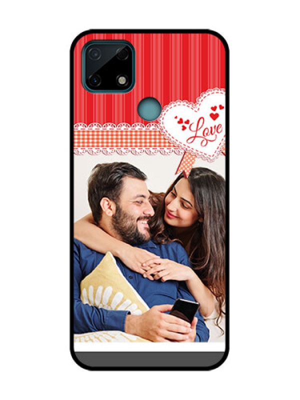 Custom Realme Narzo 20 Custom Metal Phone Case - Red Love Pattern Design