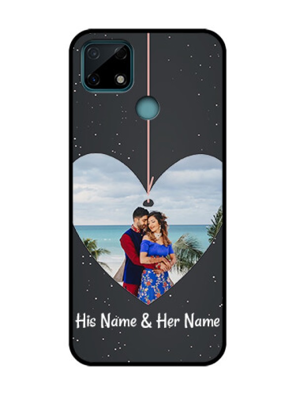 Custom Realme Narzo 20 Custom Metal Phone Case - Hanging Heart Design