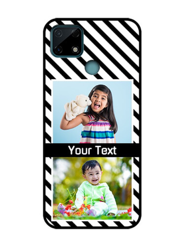 Custom Realme Narzo 20 Custom Metal Phone Case - Black And White Stripes Design