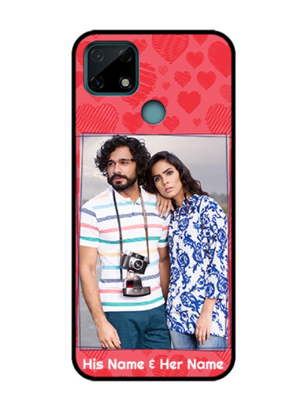 Custom Realme Narzo 20 Custom Metal Phone Case - With Red Heart Symbols Design