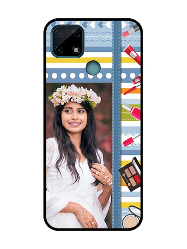 Custom Realme Narzo 20 Custom Metal Phone Case - Makeup Icons Design