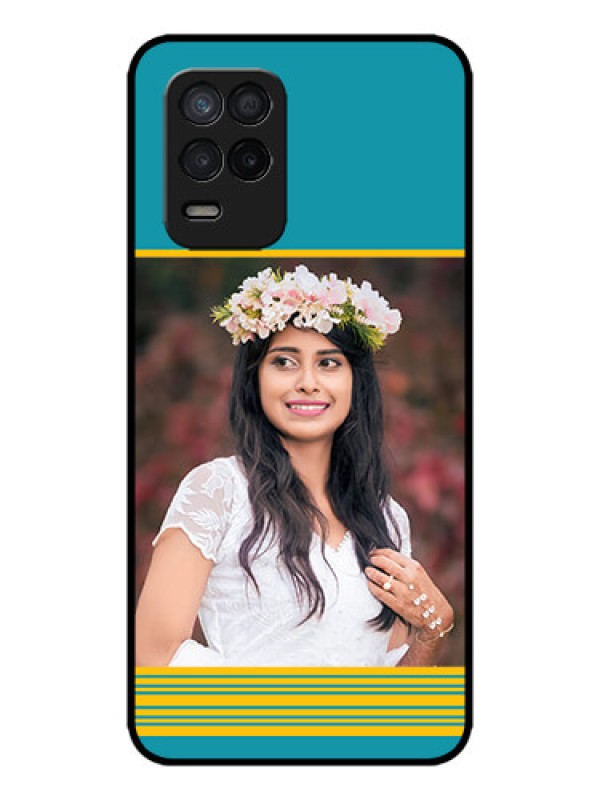 Custom Realme Narzo 30 5G Custom Metal Phone Case - Yellow and Blue Design