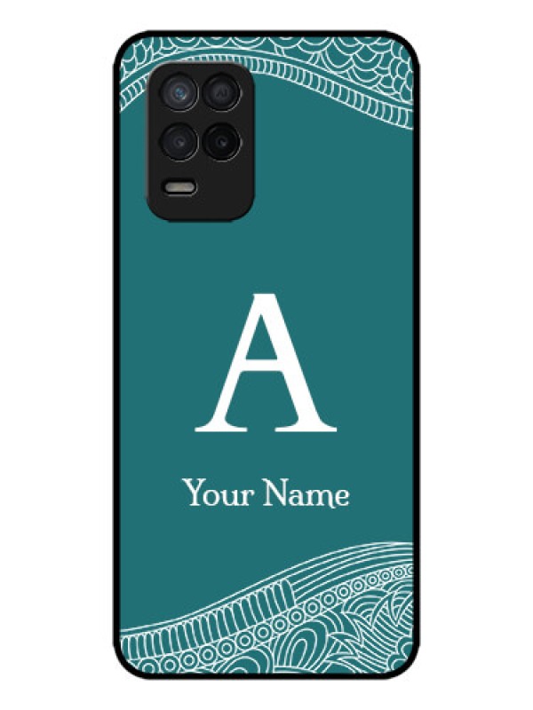 Custom Realme Narzo 30 5G Custom Metal Phone Case - Line Art Pattern With Custom Name Design