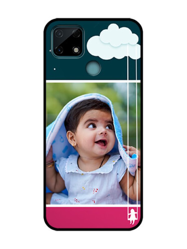 Custom Realme Narzo 30A Custom Metal Phone Case - Cute Girl With Cloud Design