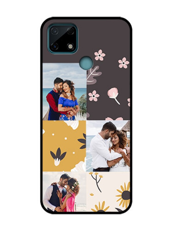 Custom Realme Narzo 30A Custom Metal Phone Case - 3 Images With Floral Design