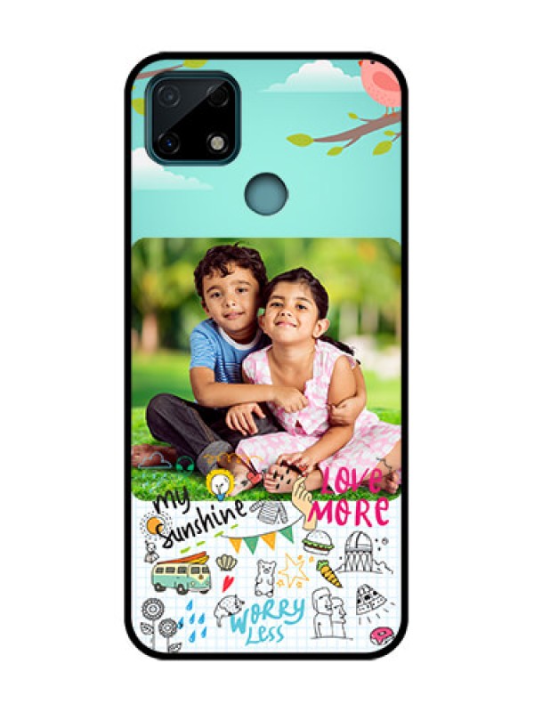 Custom Realme Narzo 30A Custom Metal Phone Case - Doodle Love Design
