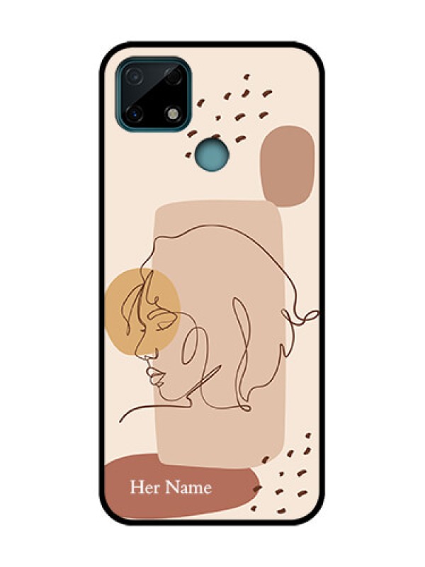 Custom Realme Narzo 30A Custom Metal Phone Case - Calm Woman Line Art Design