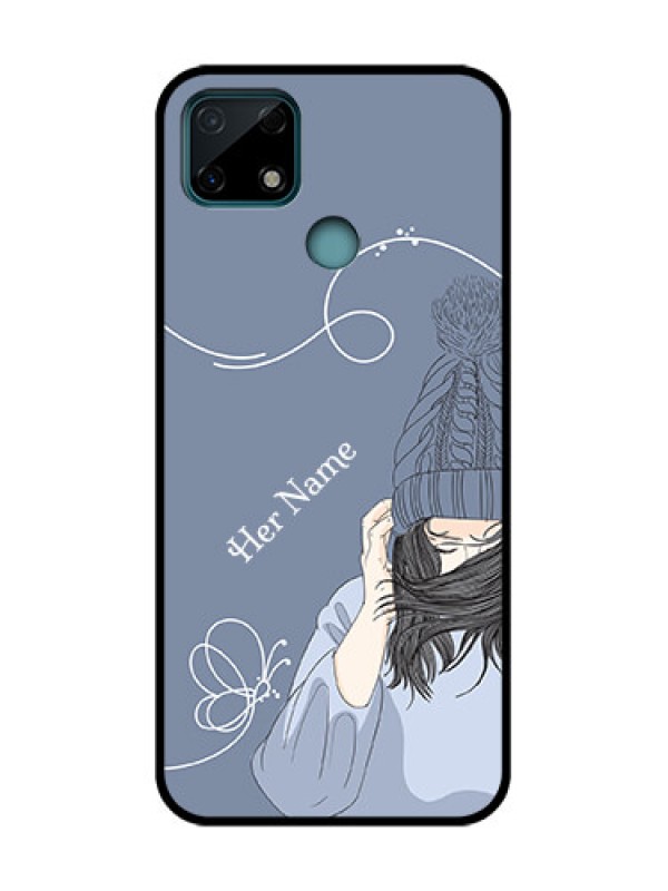 Custom Realme Narzo 30A Custom Metal Phone Case - Girl In Winter Outfit Design