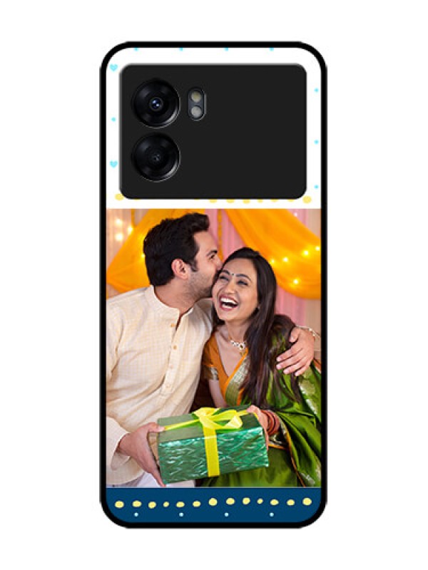 Custom Realme Narzo 50 5G Custom Metal Phone Case - White And Blue Abstract Design